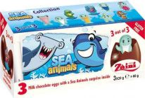 Zaini - Chocolate Eggs With Surprise - Tripack - Sea Animals 60g