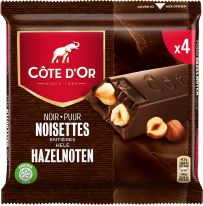 MEU CoteDor Bars 4-Pack Dark Chocolate whole hazelnuts, 180g