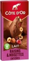 MEU CoteDor Bloc Lait Raisin Noisette 180g