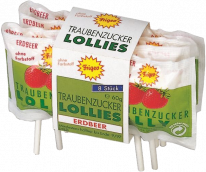 Traubenzucker Lolly Kettenpacks Erdbeer 60g