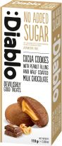 :Diablo No Added Sugar Cocoa Cookies with Peanut filling and half coated Milk Chocolate 110g
