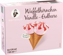 Sanobub Waffeltüte Vanille/Erdbeer 6x120ml