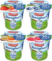 Ehrmann Almighurt weniger süß Himbeere/Erdbeer/Heidelbeer/Pfirsich-Maracuja 150g,  20pcs