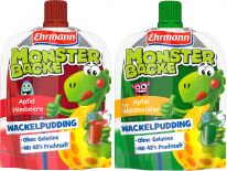 Ehrmann Monster Backe Wackelpudding Himbeer/Waldmeister 90g, 10pcs
