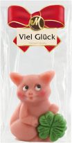 Odenwälder Marzipan Christmas Schwein mit Kleeblatt im Beutel 50g