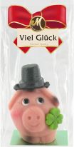 Odenwälder Marzipan Christmas Schwein Smily m. Zylinder im Beutel 50g
