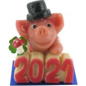 Odenwälder Marzipan Christmas Schwein Beppi mit Jahreszahl im Beutel 100g