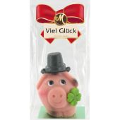 Odenwälder Marzipan Christmas Schwein Smily m. Zylinder im Beutel 50g